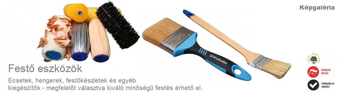Az építőipari festések kivitelezéséhez a Kubala által gyártott eszközök montázsa.